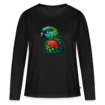 Grünwangen-Conure Niedlicher Conure-Papagei - Frauen Premium Bio Langarmshirt - Schwarz - Vorne - Julia (174cm)