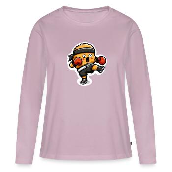 Drôle De Croquettes De Poulet Kickboxing Amateur De Boxe - T-shirt manches longues Premium bio Femme - rose poudré - Devant - Julia (174cm)