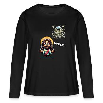 Drôle Athée Anti Religion Fier Athée - T-shirt manches longues Premium bio Femme - noir - Devant - Julia (174cm)