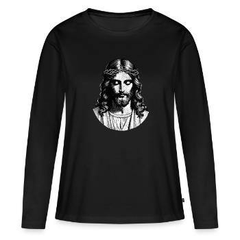 Jésus dessin Jésus Art Jésus image Jésus cadeau - T-shirt manches longues Premium bio Femme - noir - Devant - Julia (174cm)