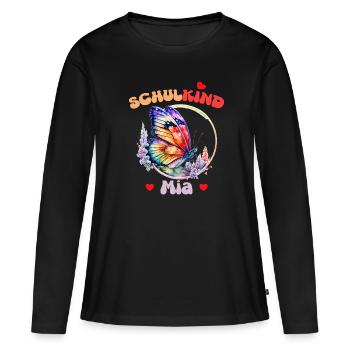 Mia, écolière - T-shirt manches longues Premium bio Femme - noir - Devant - Julia (174cm)