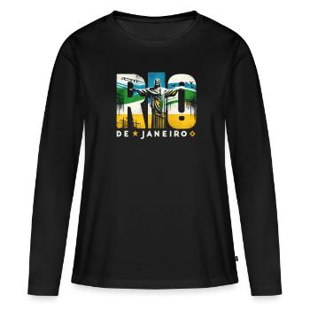 Rio de Janeiro, Brazil - Women's Premium Organic Long Sleeve Shirt - black - Front - Julia (174cm)