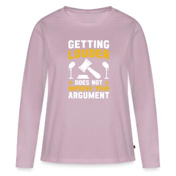 s’adonner à l’art du débat politique et - T-shirt manches longues Premium bio Femme - rose poudré - Devant - Julia (174cm)