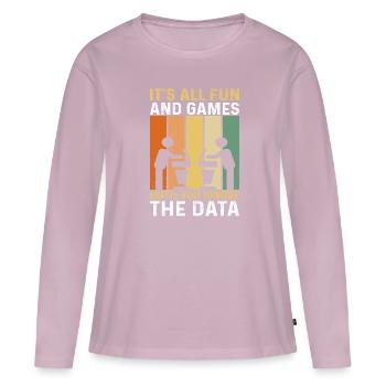 s’adonner à l’art du débat politique et - T-shirt manches longues Premium bio Femme - rose poudré - Devant - Julia (174cm)
