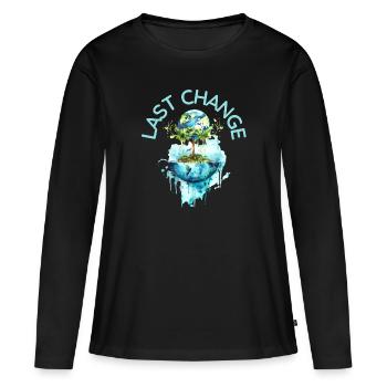 Dernière modification | Changement climatique, Terre, CO2 - T-shirt manches longues Premium bio Femme - noir - Devant - Julia (174cm)