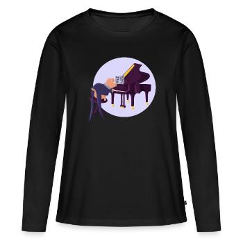 Piano à queue - T-shirt manches longues Premium bio Femme - noir - Devant - Julia (174cm)