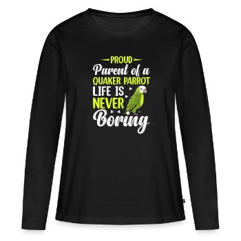 Moine vert Acteur Quaker Conure Perroquets - T-shirt manches longues Premium bio Femme - noir - Devant - Julia (174cm)