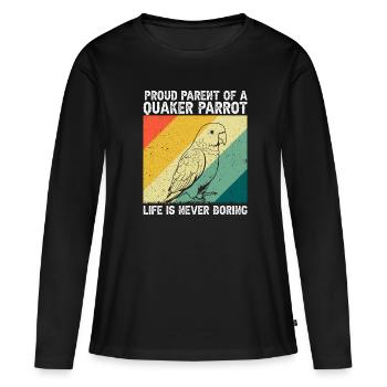Moine vert Acteur Quaker Conure Perroquets - T-shirt manches longues Premium bio Femme - noir - Devant - Julia (174cm)