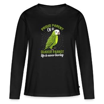 Moine vert Acteur Quaker Conure Perroquets - T-shirt manches longues Premium bio Femme - noir - Devant - Julia (174cm)