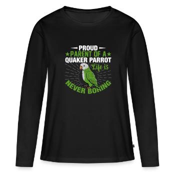 Moine vert Acteur Quaker Conure Perroquets - T-shirt manches longues Premium bio Femme - noir - Devant - Julia (174cm)