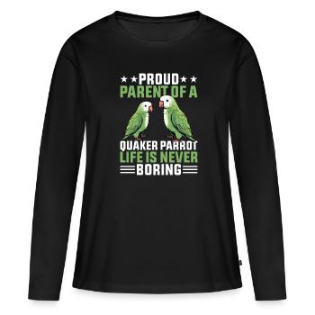 Moine vert Acteur Quaker Conure Perroquets - T-shirt manches longues Premium bio Femme - noir - Devant - Julia (174cm)