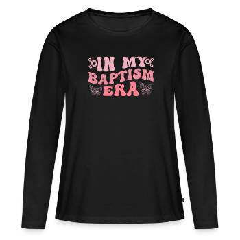 Temps pour mon baptême Première Communion - T-shirt manches longues Premium bio Femme - noir - Devant - Julia (174cm)