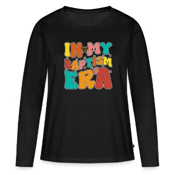 Temps pour mon baptême Première Communion - T-shirt manches longues Premium bio Femme - noir - Devant - Julia (174cm)