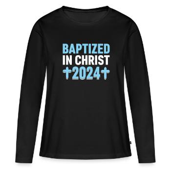 Temps pour mon baptême Première Communion - T-shirt manches longues Premium bio Femme - noir - Devant - Julia (174cm)