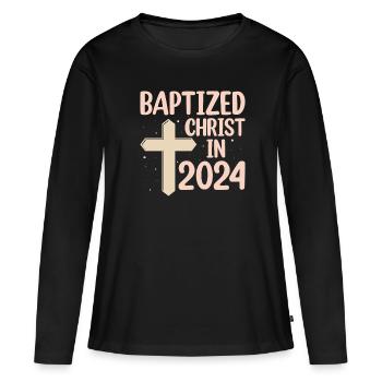 Temps pour mon baptême Première Communion - T-shirt manches longues Premium bio Femme - noir - Devant - Julia (174cm)