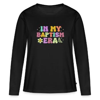 Temps pour mon baptême Première Communion - T-shirt manches longues Premium bio Femme - noir - Devant - Julia (174cm)