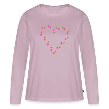 Coeur en Confetti - T-shirt manches longues Premium bio Femme - rose poudré - Devant - Julia (174cm)