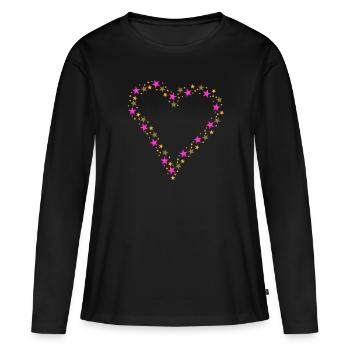 Coeur en Confetti - T-shirt manches longues Premium bio Femme - noir - Devant - Julia (174cm)