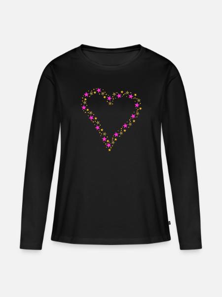 Konfettiherz - Frauen Premium Bio Langarmshirt - Schwarz