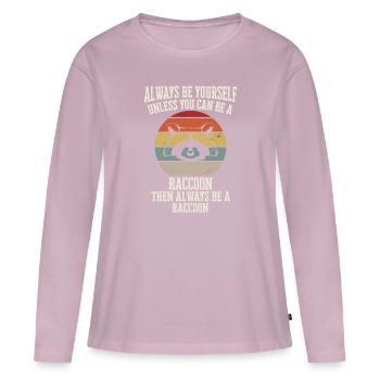 Raton laveur - T-shirt manches longues Premium bio Femme - rose poudré - Devant - Julia (174cm)