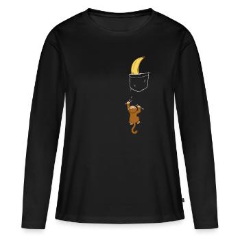 Affe Affen Tier Gorilla Schimpanse - Frauen Premium Bio Langarmshirt - Schwarz - Vorne - Julia (174cm)