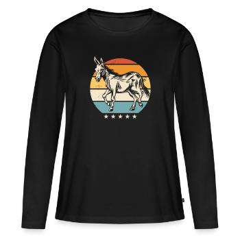 Âne Âne Animal - T-shirt manches longues Premium bio Femme - noir - Devant - Julia (174cm)