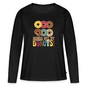 Donut Donuts Candy Bagel - T-shirt manches longues Premium bio Femme - noir - Devant - Julia (174cm)
