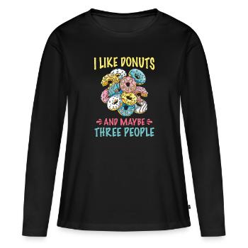 Donut Donuts Candy Bagel - T-shirt manches longues Premium bio Femme - noir - Devant - Julia (174cm)