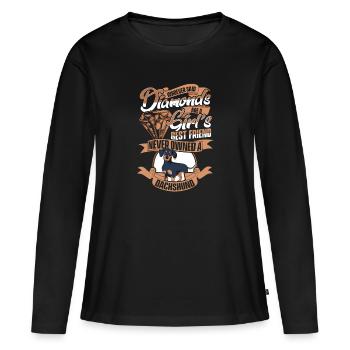 Chien teckel - T-shirt manches longues Premium bio Femme - noir - Devant - Julia (174cm)
