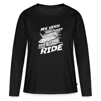 Vol du premier vol de l’avion - T-shirt manches longues Premium bio Femme - noir - Devant - Julia (174cm)