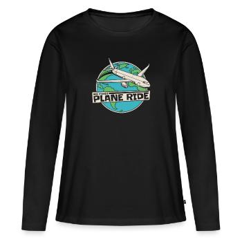 Vol du premier vol de l’avion - T-shirt manches longues Premium bio Femme - noir - Devant - Julia (174cm)