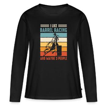 Courses de chevaux Courses de barils De chevaux Barils de chevaux - T-shirt manches longues Premium bio Femme - noir - Devant - Julia (174cm)