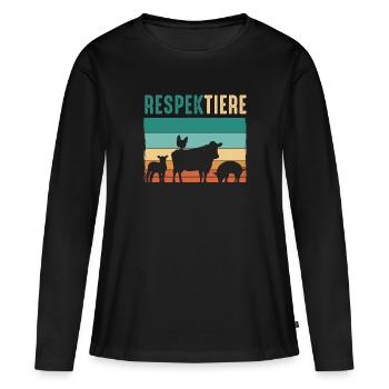 Vegetarier Veganer Tierschutz Tierrecht Veggie - Frauen Premium Bio Langarmshirt - Schwarz - Vorne - Julia (174cm)