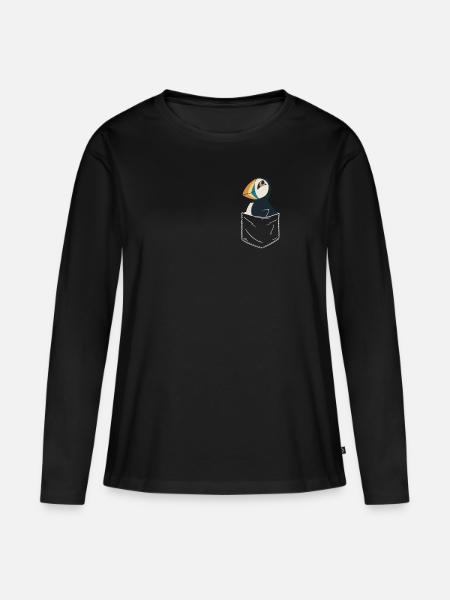 Papageientaucher Seevögel Puffin - Frauen Premium Bio Langarmshirt - Schwarz