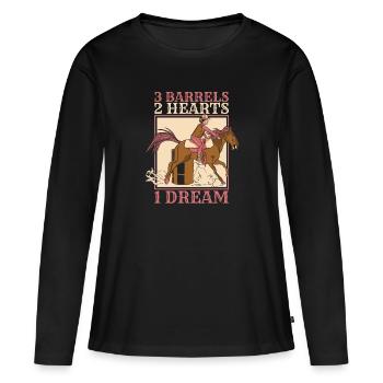 Courses de chevaux Courses de barils De chevaux Barils de chevaux - T-shirt manches longues Premium bio Femme - noir - Devant - Julia (174cm)