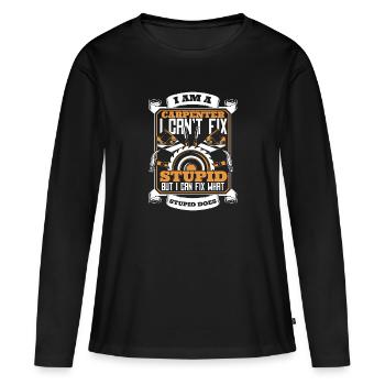 Tischler Holzarbeiter Zimmerei - Frauen Premium Bio Langarmshirt - Schwarz - Vorne - Julia (174cm)