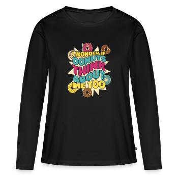 Donut Donuts Candy Bagel - T-shirt manches longues Premium bio Femme - noir - Devant - Julia (174cm)