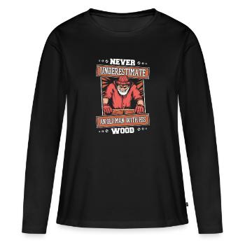 Tischler Holzarbeiter Zimmerei - Frauen Premium Bio Langarmshirt - Schwarz - Vorne - Julia (174cm)