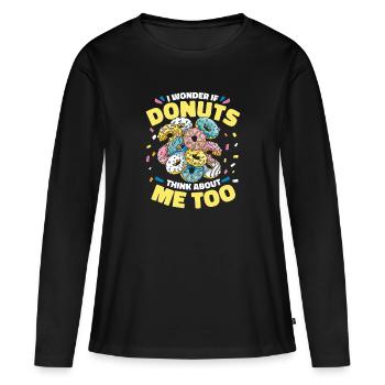 Donut Donuts Candy Bagel - T-shirt manches longues Premium bio Femme - noir - Devant - Julia (174cm)