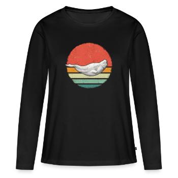 Bélugas Océan Bélugas Baleines - T-shirt manches longues Premium bio Femme - noir - Devant - Julia (174cm)