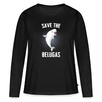 Bélugas Océan Bélugas Baleines - T-shirt manches longues Premium bio Femme - noir - Devant - Julia (174cm)