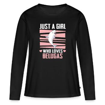 Bélugas Océan Bélugas Baleines - T-shirt manches longues Premium bio Femme - noir - Devant - Julia (174cm)