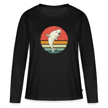 Bélugas Océan Bélugas Baleines - T-shirt manches longues Premium bio Femme - noir - Devant - Julia (174cm)