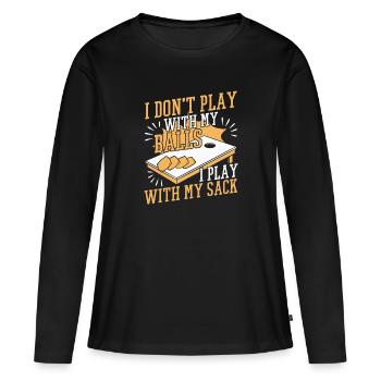 Cornhole Bean Bag Cornhole Joueur - T-shirt manches longues Premium bio Femme - noir - Devant - Julia (174cm)