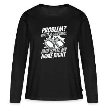 Agent correctionnel Gardien de prison Prison - T-shirt manches longues Premium bio Femme - noir - Devant - Julia (174cm)