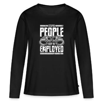 Agent correctionnel Gardien de prison Prison - T-shirt manches longues Premium bio Femme - noir - Devant - Julia (174cm)