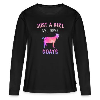 Chèvre Chèvre Chèvre Animal Chèvre - T-shirt manches longues Premium bio Femme - noir - Devant - Julia (174cm)