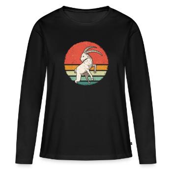 Chèvre Chèvre Chèvre Animal Chèvre - T-shirt manches longues Premium bio Femme - noir - Devant - Julia (174cm)