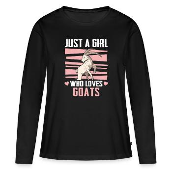 Chèvre Chèvre Chèvre Animal Chèvre - T-shirt manches longues Premium bio Femme - noir - Devant - Julia (174cm)