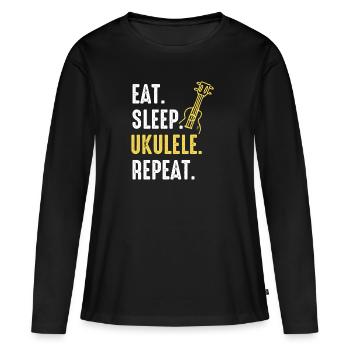 Instrument ukulélé - T-shirt manches longues Premium bio Femme - noir - Devant - Julia (174cm)